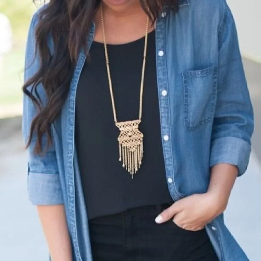 💜 Stella & Dot Alila Lace Necklace and Earring Set of 2 - Picture 5 of 13